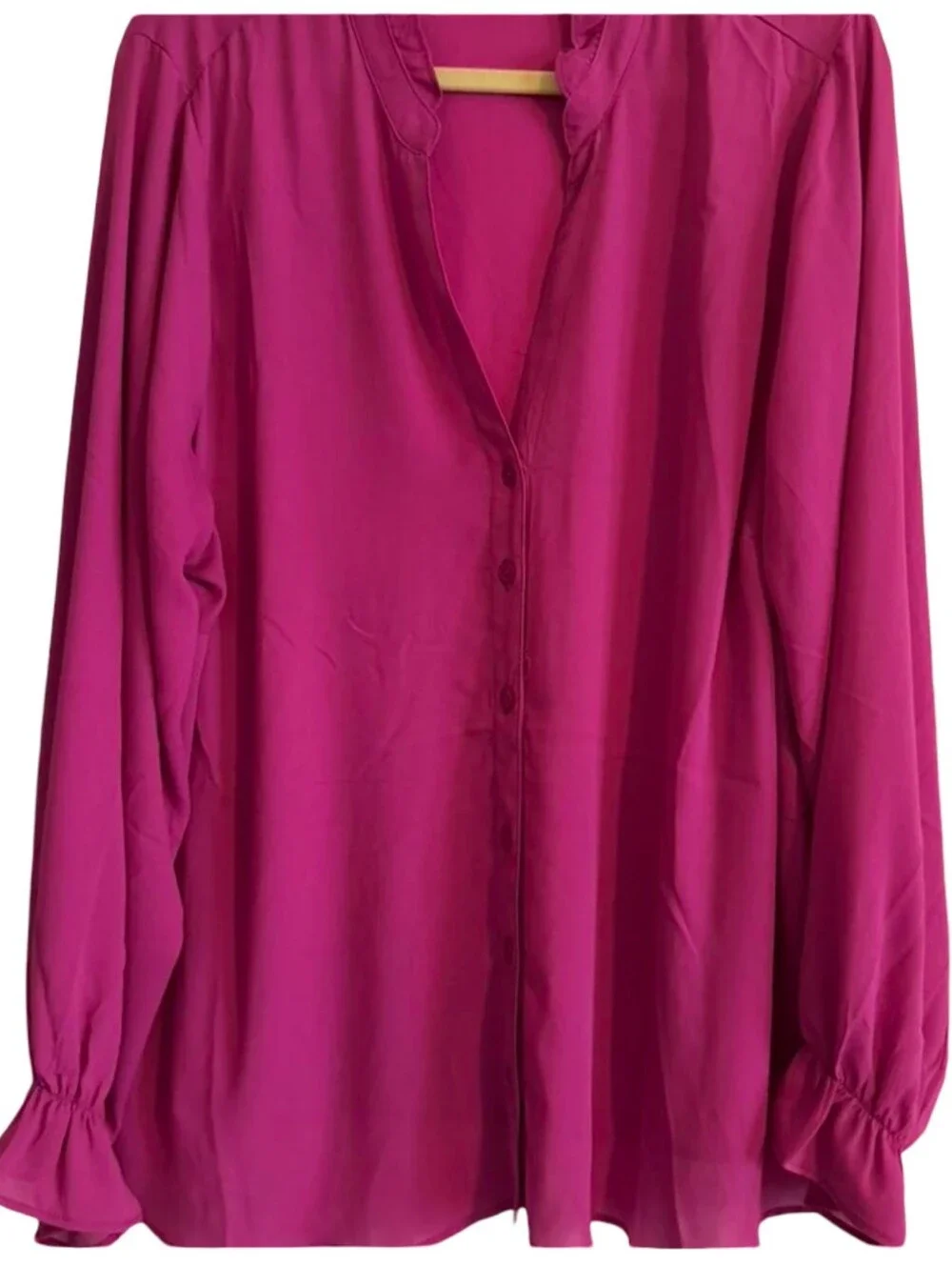 torrid Georgette Button-Down Raspberry Lantern Sleeve Shirt Blouse Plus Size 2X
